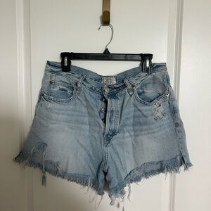 thirty-one Blue Jean Shorts Distressed Frayed Hem